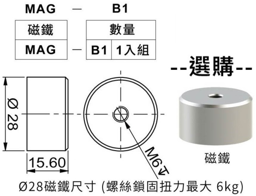 CG-M0磁鐵訂購規格表及外觀尺寸圖-選購