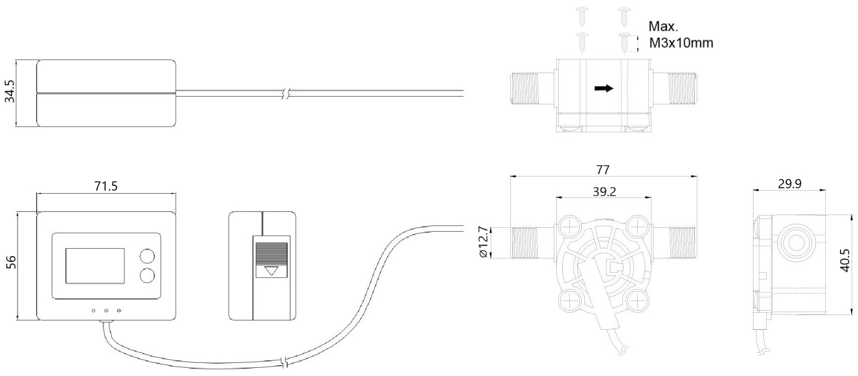 DigiFlow 8300T-34 , 1_4”-1-尺寸