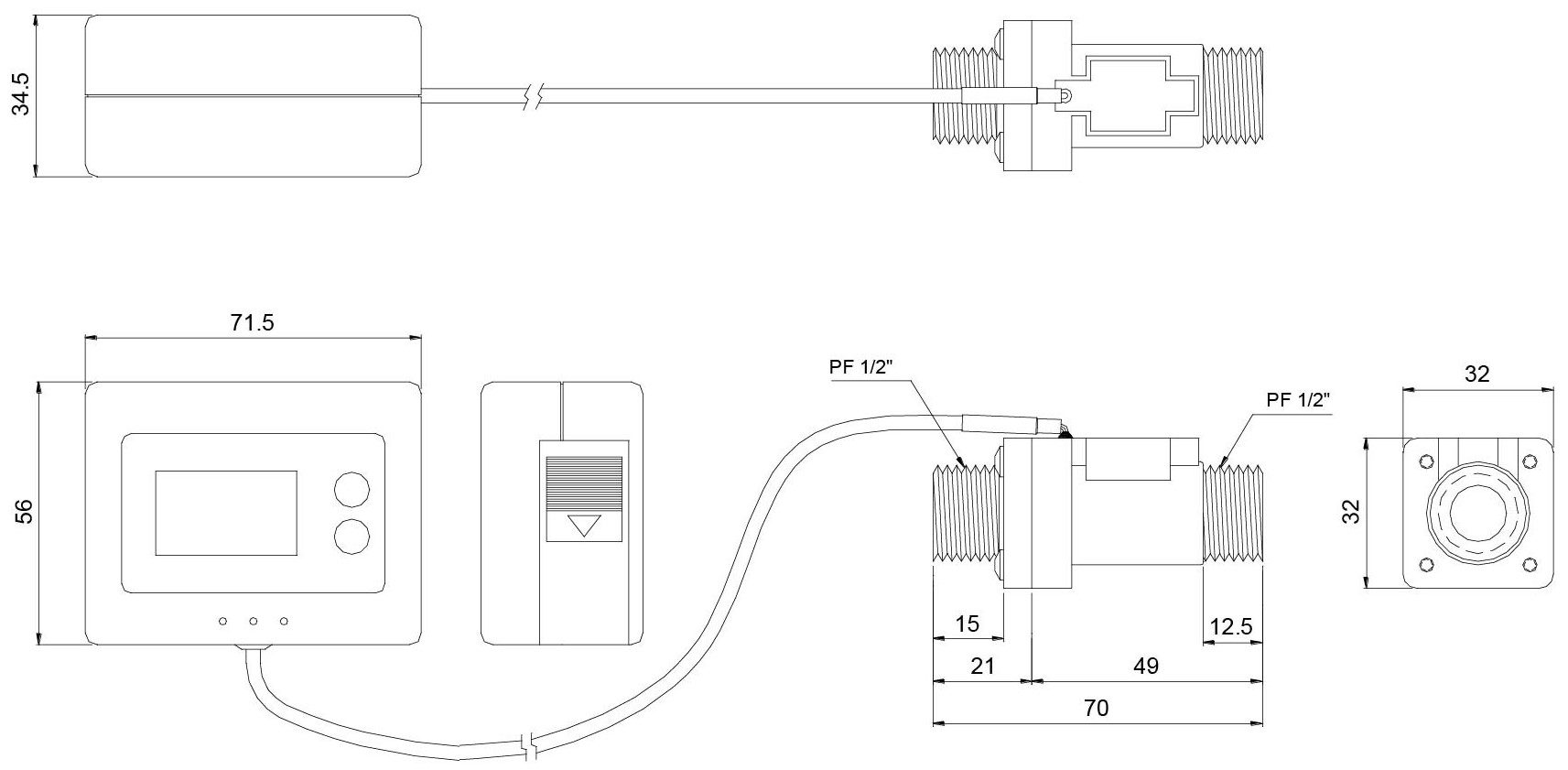 DigiFlow 8300T-44 , 1_2”-1-尺寸