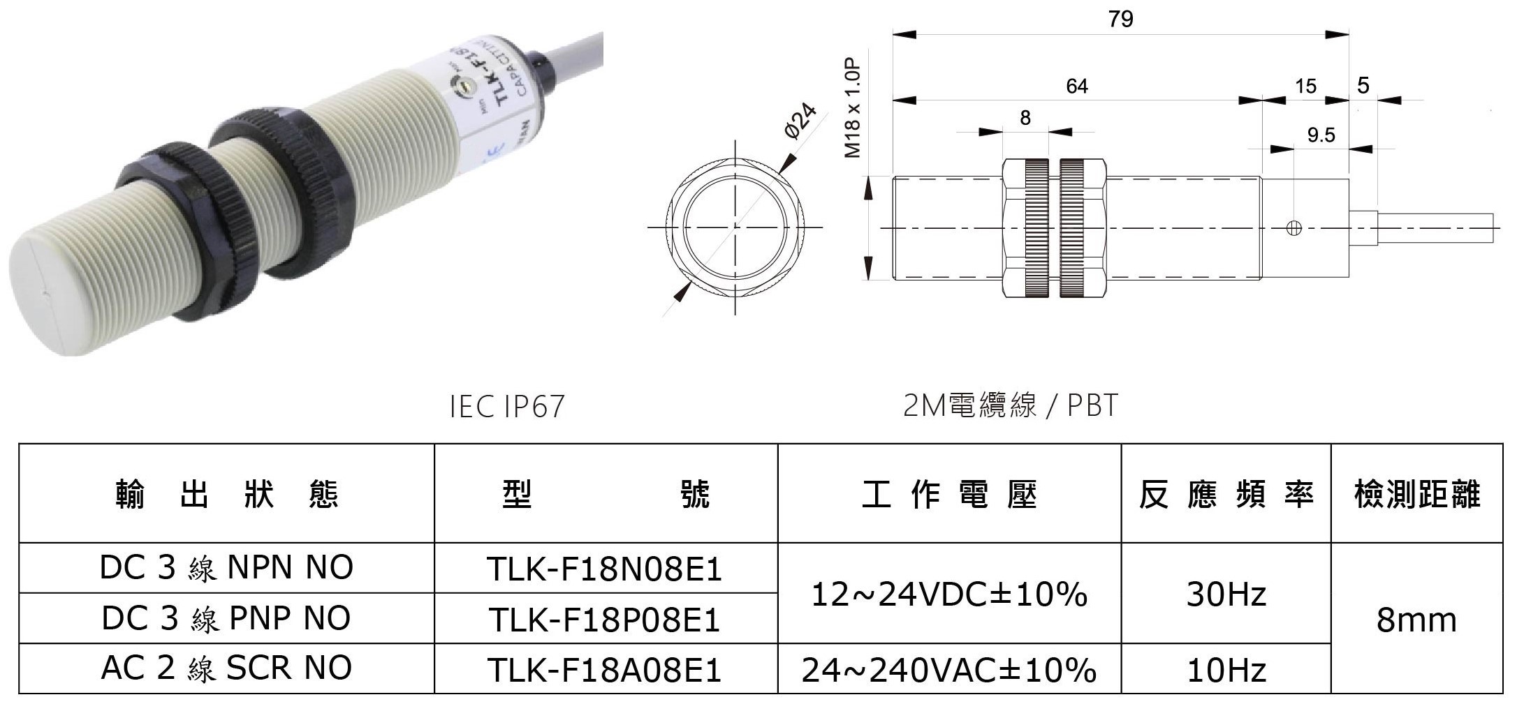 TLK-M18 系列 靜電容近接開關-1-1